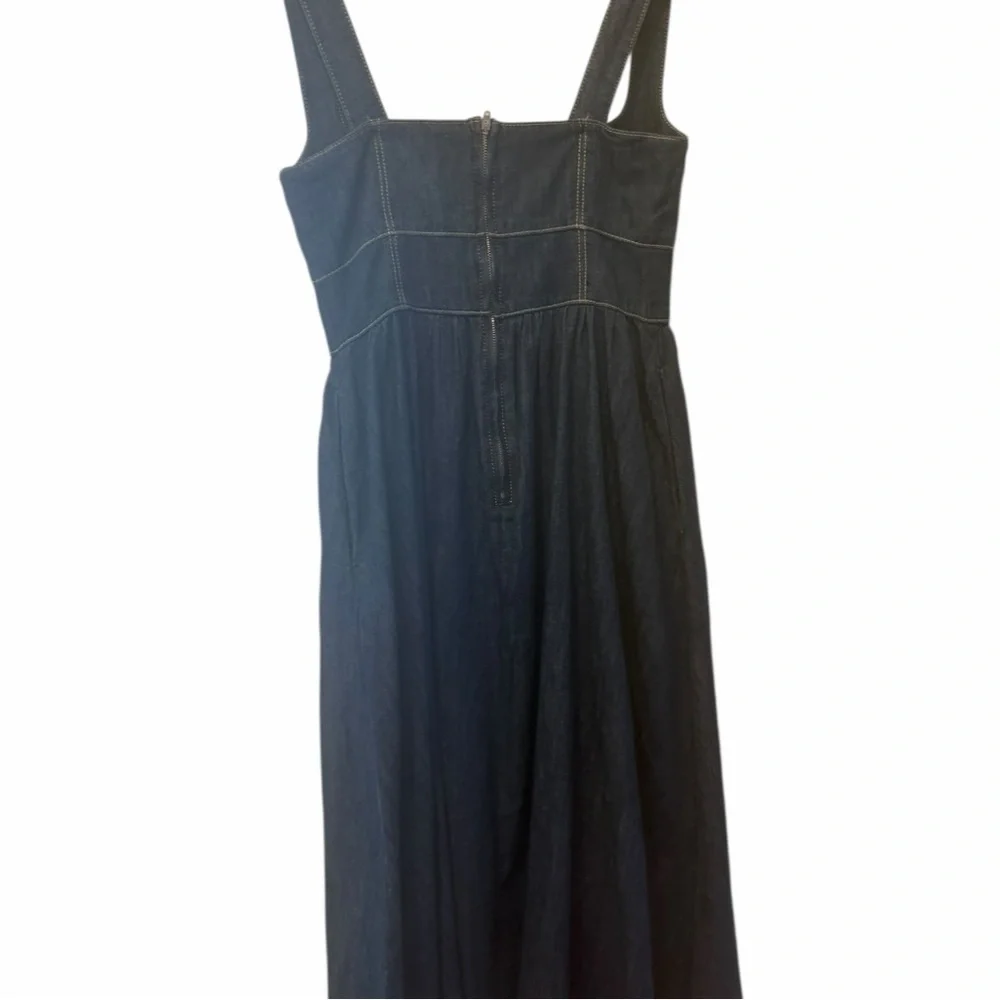 Reformation Tagliatelle Denim Midi Dress Blue Size 6 NEW - Picture 6 of 12